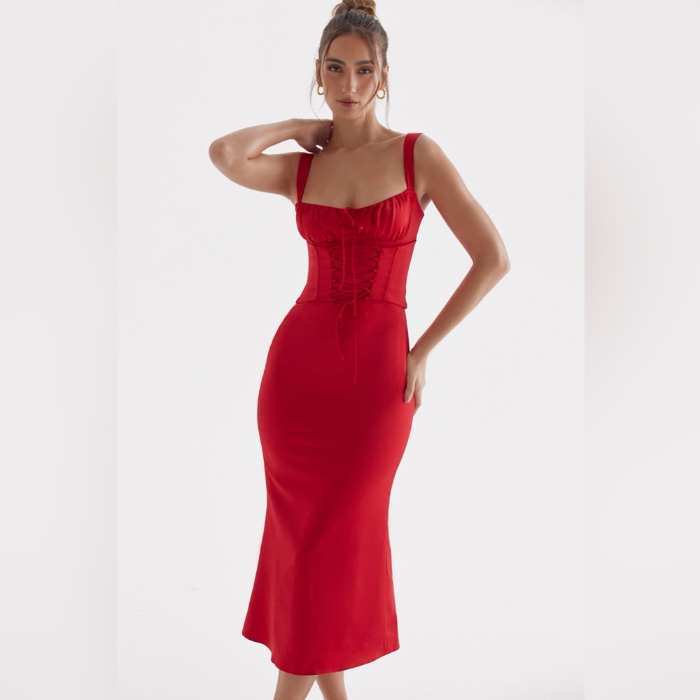 House of CB Valencia Red Rose Corset Dress - Picture 3 of 8